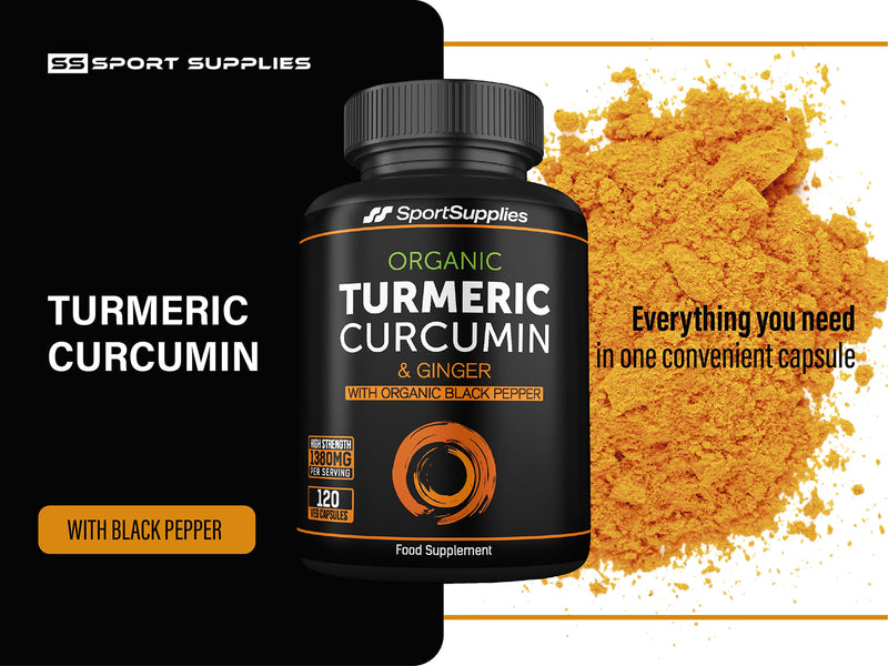 SS Sport Supplies organic turmeric capsules, UK version