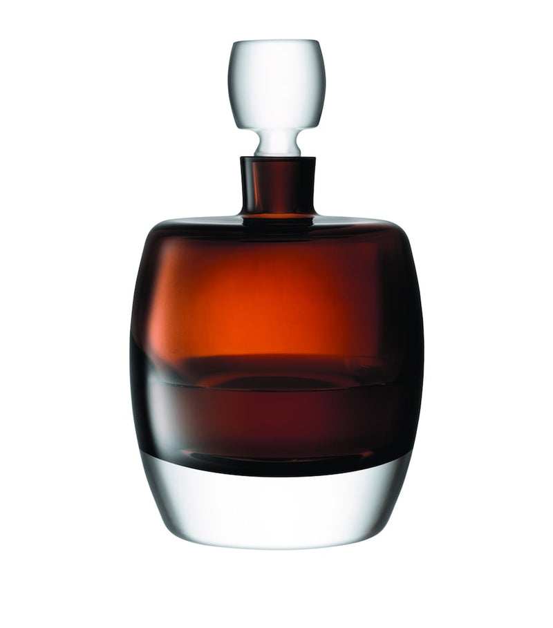 LSA International brown glass whisky decanter with hand-ground stopper, UK version