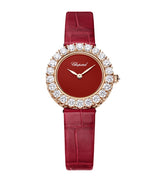 Harrods Chopard L'Heure du Diamant Rose Gold Diamond and Carnelian Watch 26mm- Buy online at McGrocer