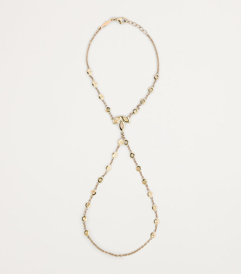 Jacquie Aiche yellow gold diamond finger bracelet, UK version