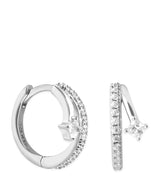 Harrods Astrid & Miyu Rhodium-Plated Sterling Silver and Cubic Zirconia Crystal Illusion Huggie Earrings 1cm- Buy online at McGrocer