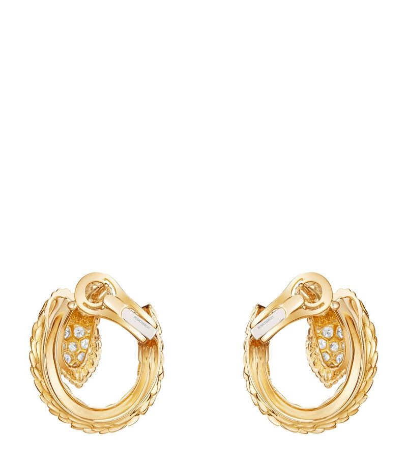 Boucheron Serpent Bohème yellow gold and diamond earrings, imported from the UK