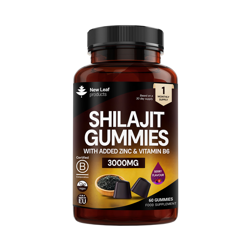 New Leaf Products Shilajit gummies enriched with zinc and vitamin B6 60 gummies, UK version