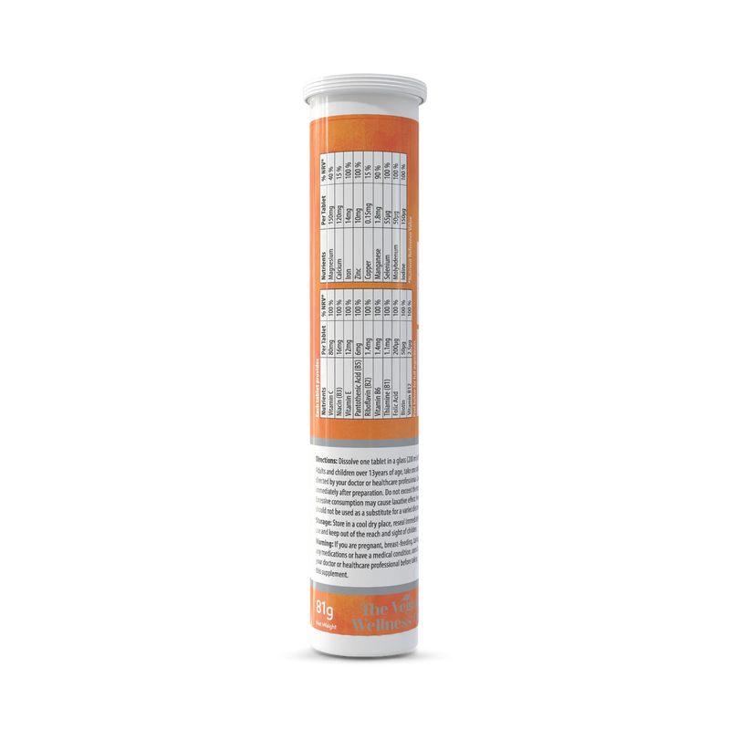 Vegan Wellness Co multivitamin ginseng effervescent tablets, imported from the UK