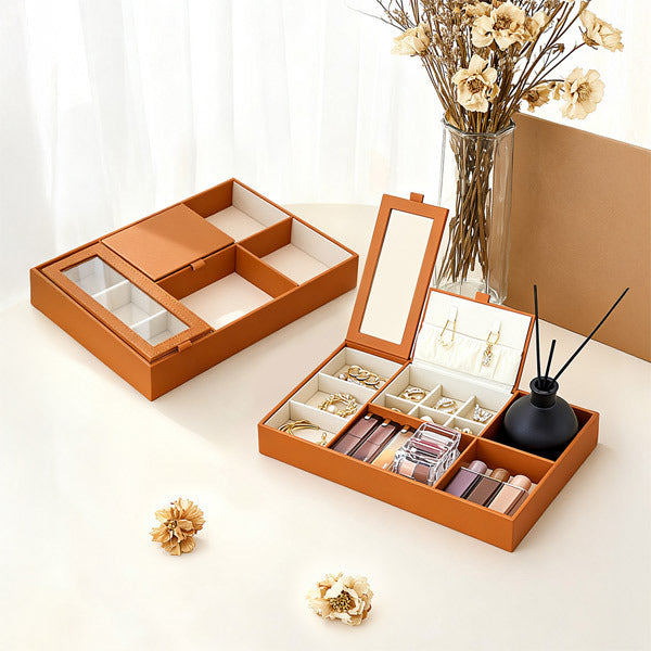 Livingandhome brown PU leather jewellery box storage (British brand)