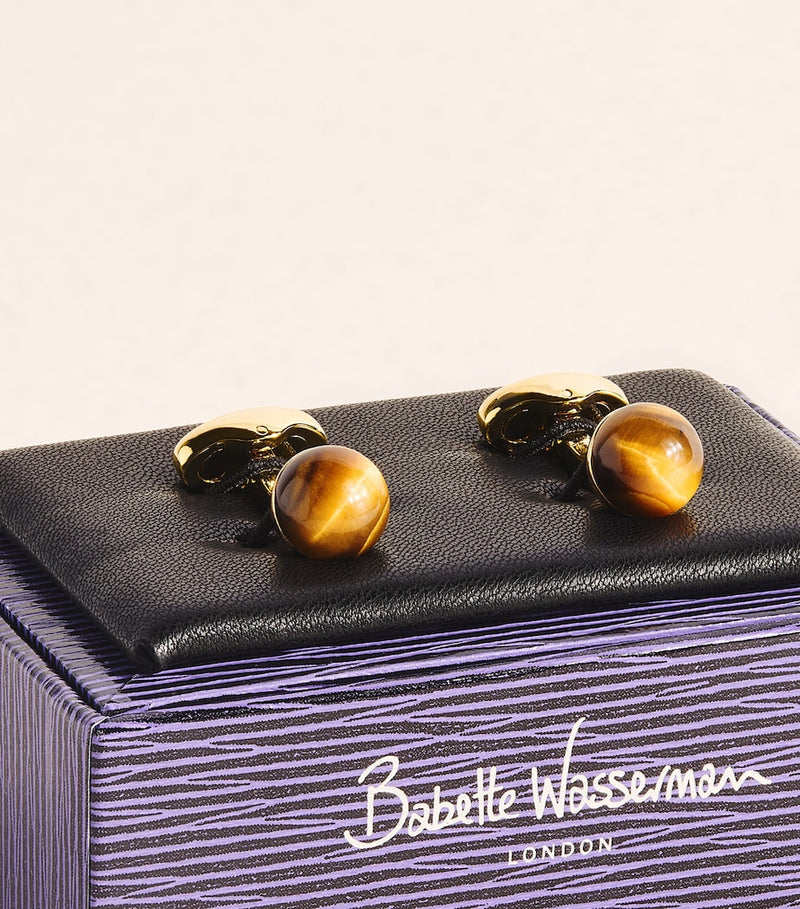Babette Wasserman Chakra Power Orb Tigers Eye cufflinks - British product