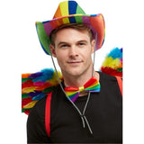 Smiffys rainbow stetson hat multi-coloured, imported from the UK