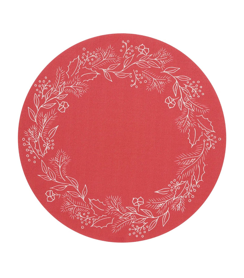 Chilewich round placemat with wreath design, 38cm diameter - British product