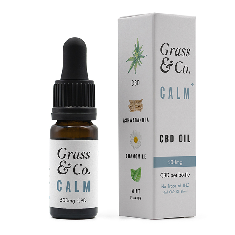Grass & Co. CALM CBD Speiseöl 500mg mit Ashwagandha, Kamille & Minze 10ml