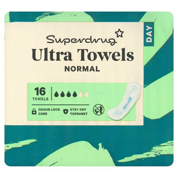 Superdrug Normal Ultra Sanitary Towels 16 Pack (British brand)