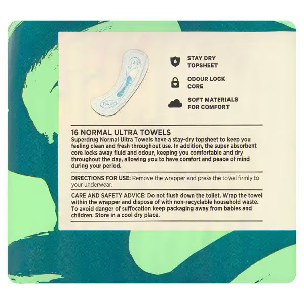 Superdrug Normal Ultra Sanitary Towels 16 Pack (British brand)