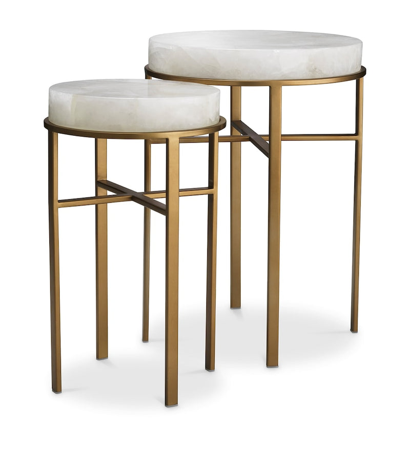 Eichholtz set of two crystal side tables different sizes, imported from the UK