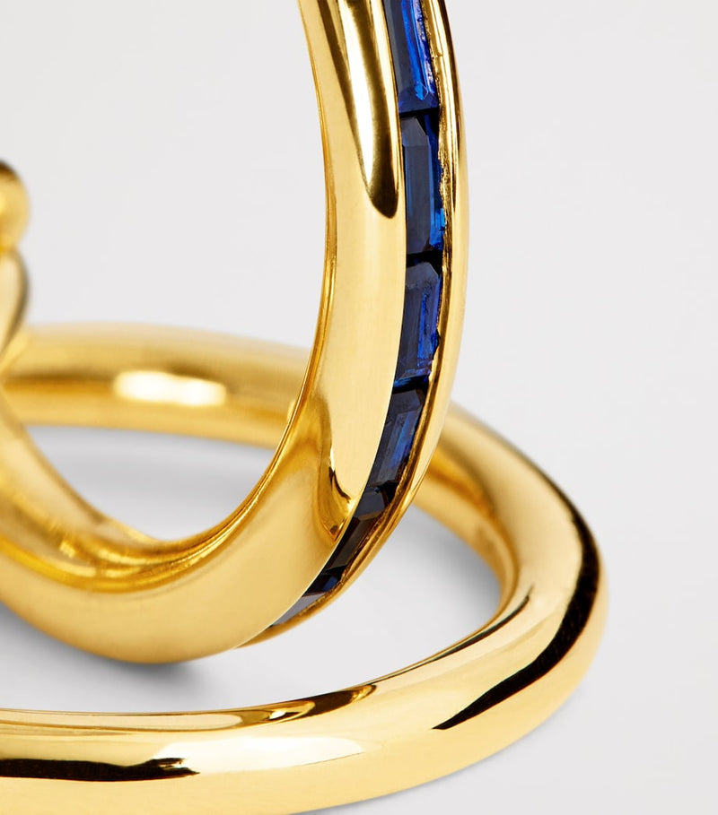 Spinelli Kilcollin yellow gold and sapphire Pyrus ring, imported from the UK
