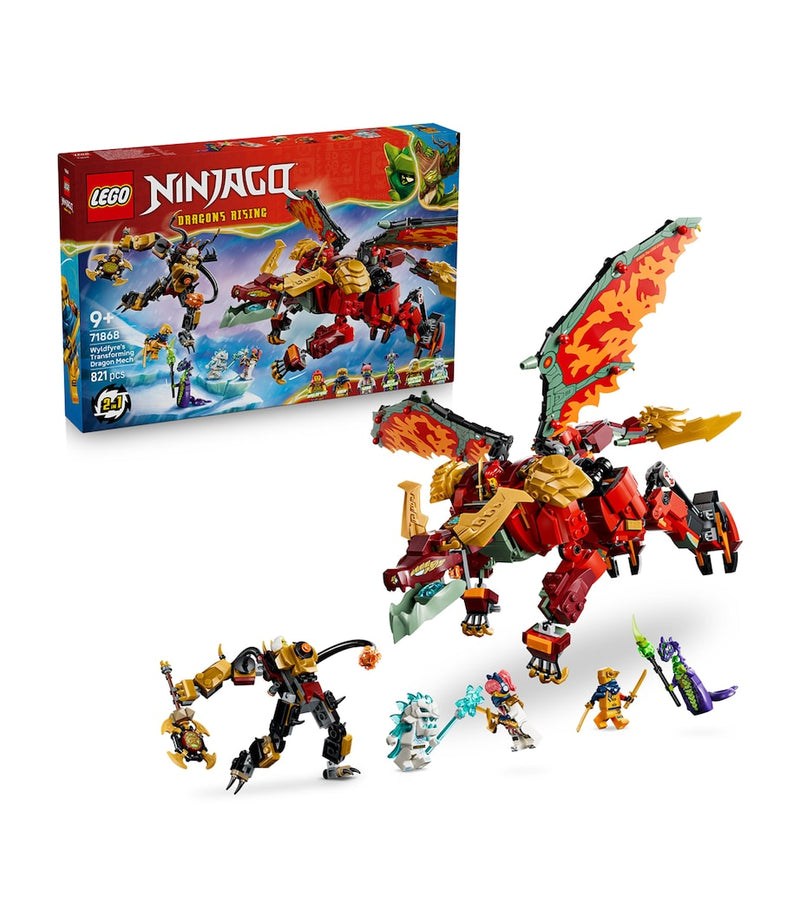 Lego NINJAGO Wyldfyre's Transforming Dragon Mech building set 821 pieces (British brand)