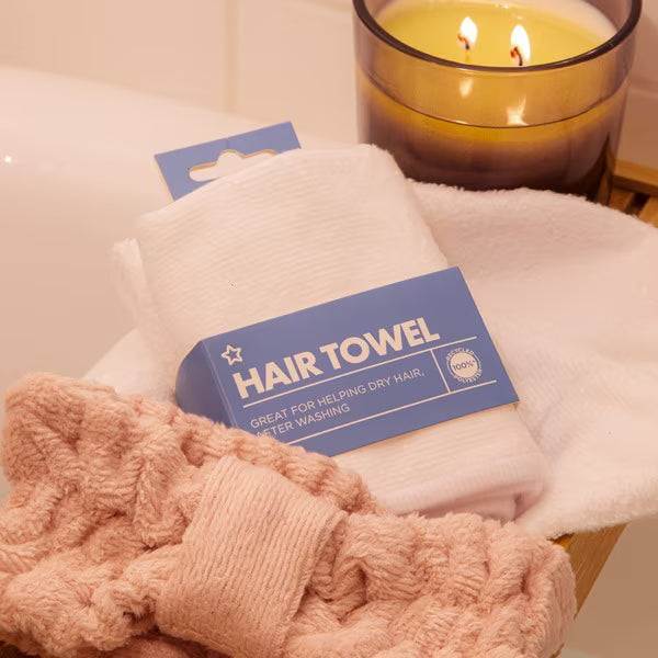 Superdrug hair towel recycled polyester (British brand)