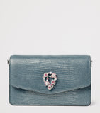 Aspinal of London snakeskin-embossed leather Eliza clutch bag, UK version