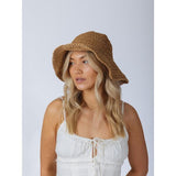 SVNX bowknot straw sun hat brown - British product
