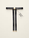 Prada leather hair clip, bow shape with triangle logo, 12cm - British product