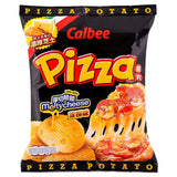 Calbee pizza flavoured potato chips ridged crisps, UK version