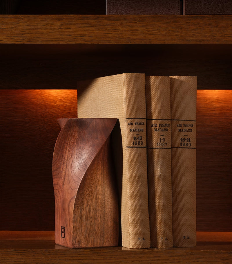 Assouline walnut twist bookends measuring 23cm high - British product