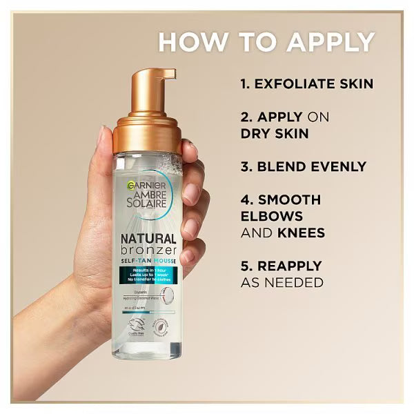 Garnier Ambre Solaire Natural Clear Self Tan Mousse 200ml, UK version