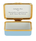 Halcyon Days enamel box Sandringham House watercolour miniature, UK version