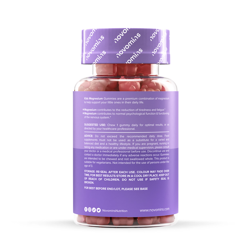 Novomins Kids Magnesium Strawberry Flavoured Gummies 30g (British brand)
