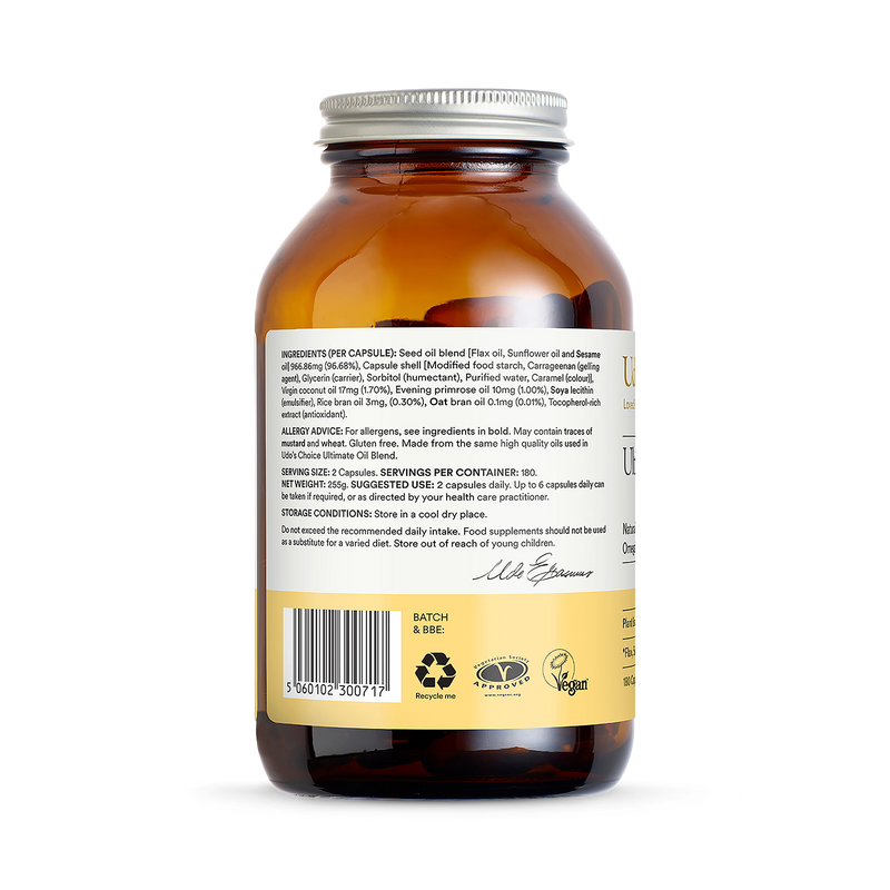 Udo's Choice Omega 3-6-9 Ultimate Oil Blend 180 capsules, UK version