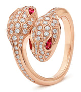 Harrods Bvlgari Serpenti Seduttori Ring in Rose Gold with Diamonds and Rubellite- Buy online at McGrocer