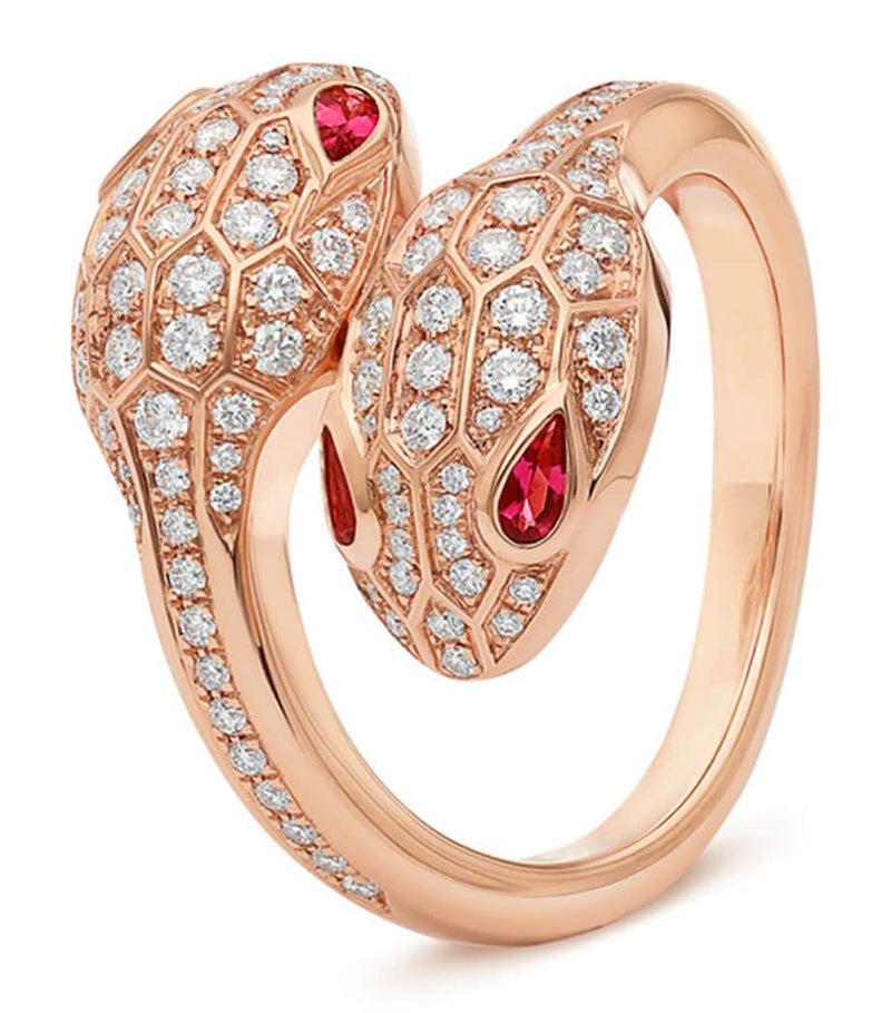Bvlgari Serpenti Seduttori ring rose gold diamond rubellite, UK version