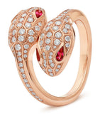 Bvlgari Serpenti Seduttori ring rose gold diamond rubellite, UK version