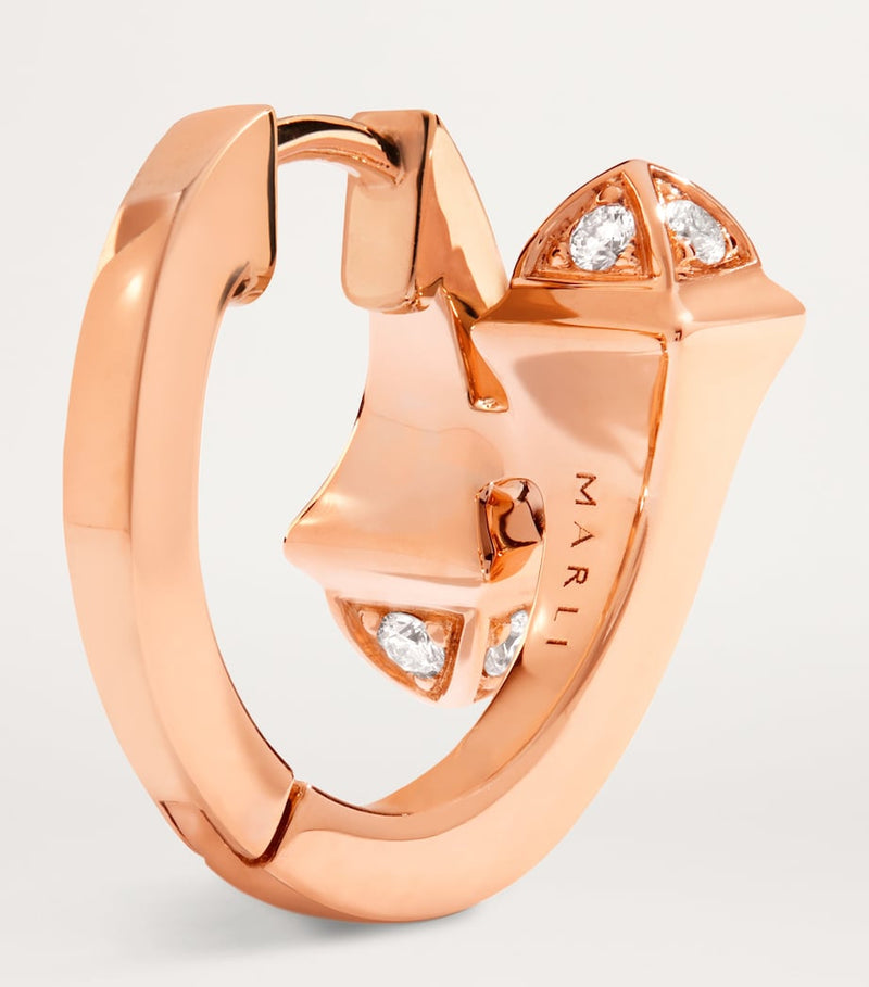 MARLI New York rose gold and diamond huggie earrings (British brand)