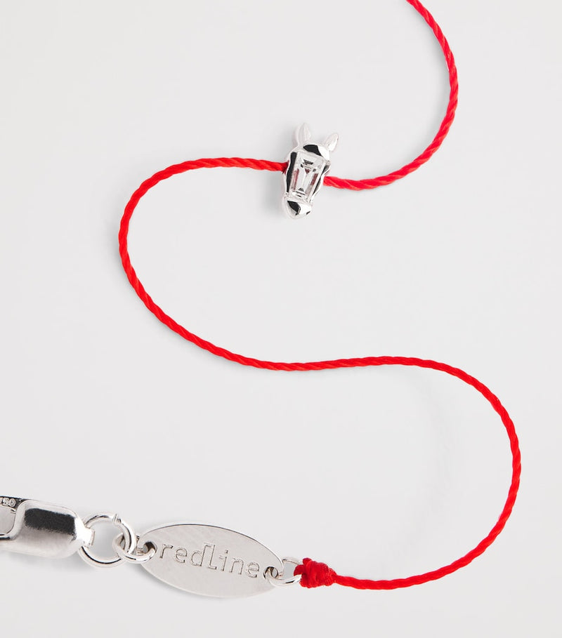 Redline 18kt white gold bracelet with diamond horse charm (British brand)