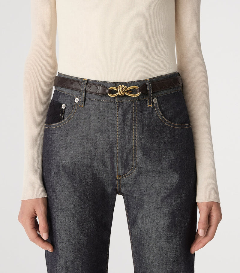 Bottega Veneta leather Intrecciato Andiamo belt, UK version