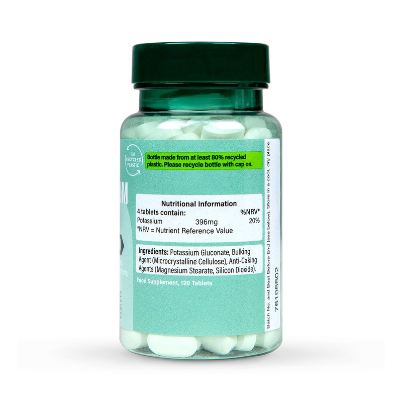 Potassium Caplets for Blood Pressure and Muscle Function Support 120 Tablets