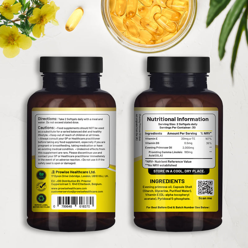 Prowise Healthcare evening primrose oil 2000mg 60 softgels, imported from the UK