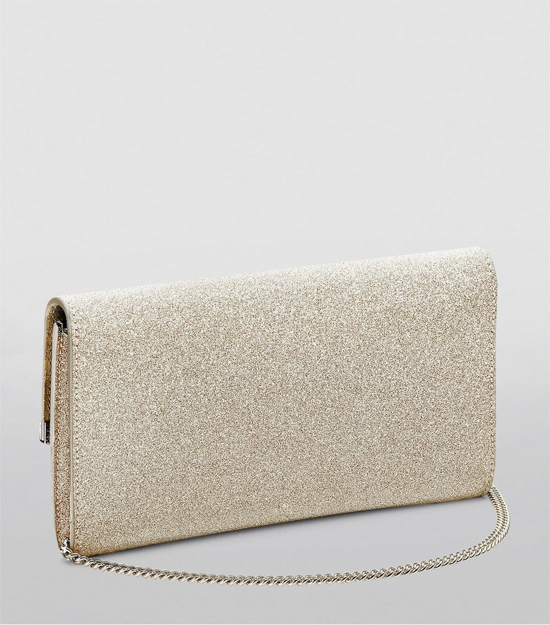 Jimmy Choo Emmie glitter clutch bag, UK version
