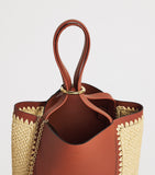 Chloé medium Spin tote bag in raffia and leather, imported from the UK