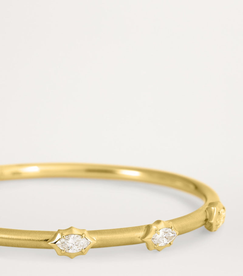 Jade Trau small yellow gold diamond bangle - British product