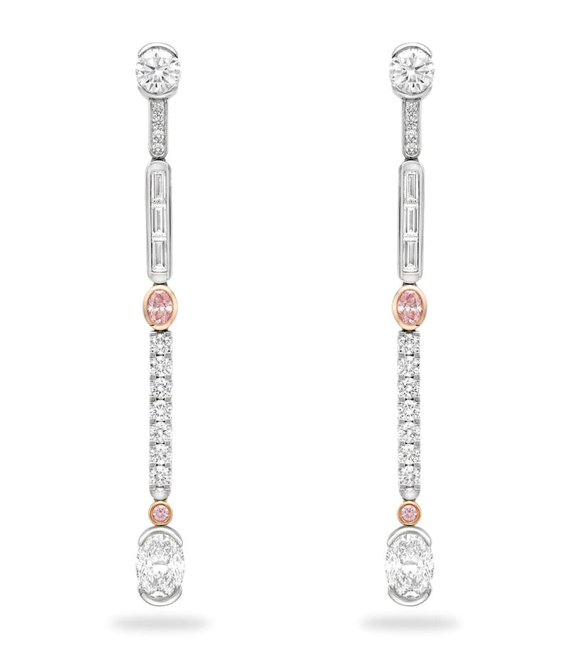 Boodles diamond drop earrings in platinum and rose gold - British product