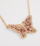 Suzanne Kalan rose gold diamond and pastel sapphire butterfly necklace, UK version