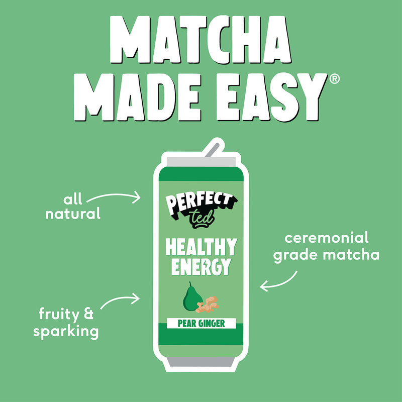 PerfectTed matcha energy drink pear ginger 4x250ml (British brand)