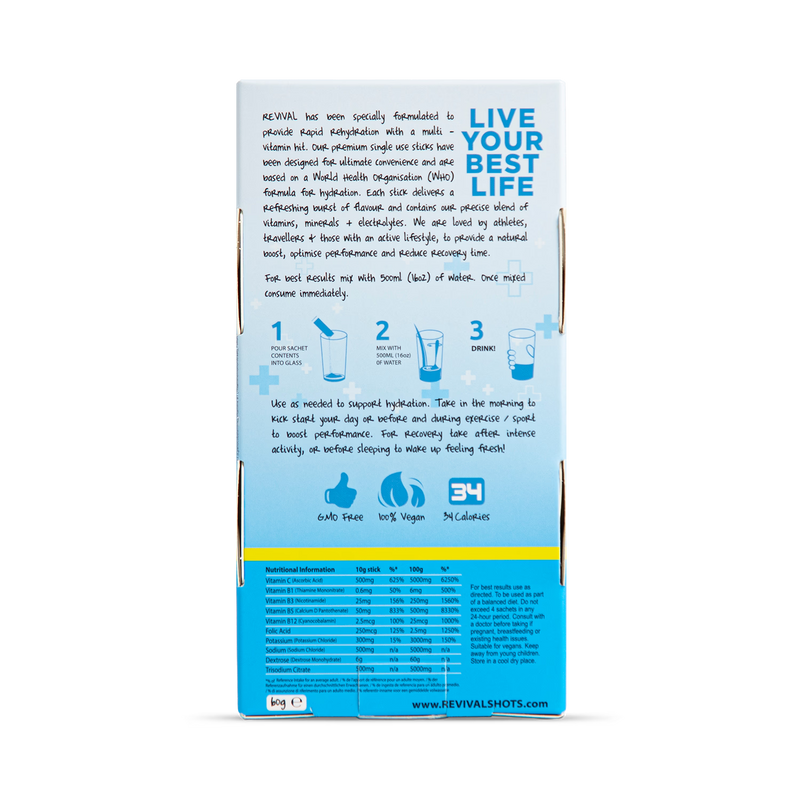 Revival Rehydration Recovery Lemon Lime sachets 6 pack (British brand)