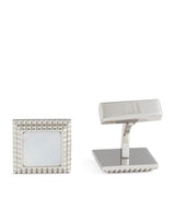 Harrods Dunhill Sterling Silver Hobnail-Insert Square Cufflinks- Buy online at McGrocer