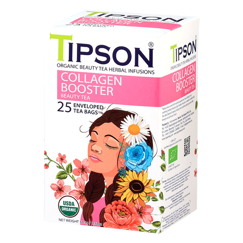 Tipson Organic Infusion Moringa Ginger (25 Enveloped Tea Bags) - Collagen Booster
