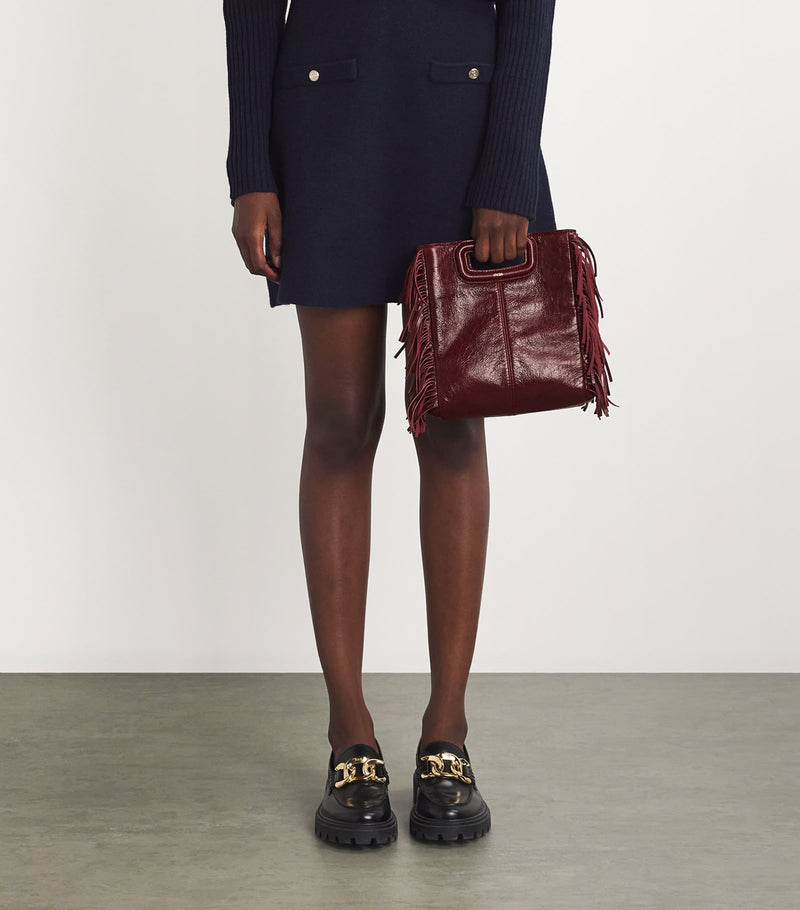 Maje cracked leather fringed M handbag (British brand)