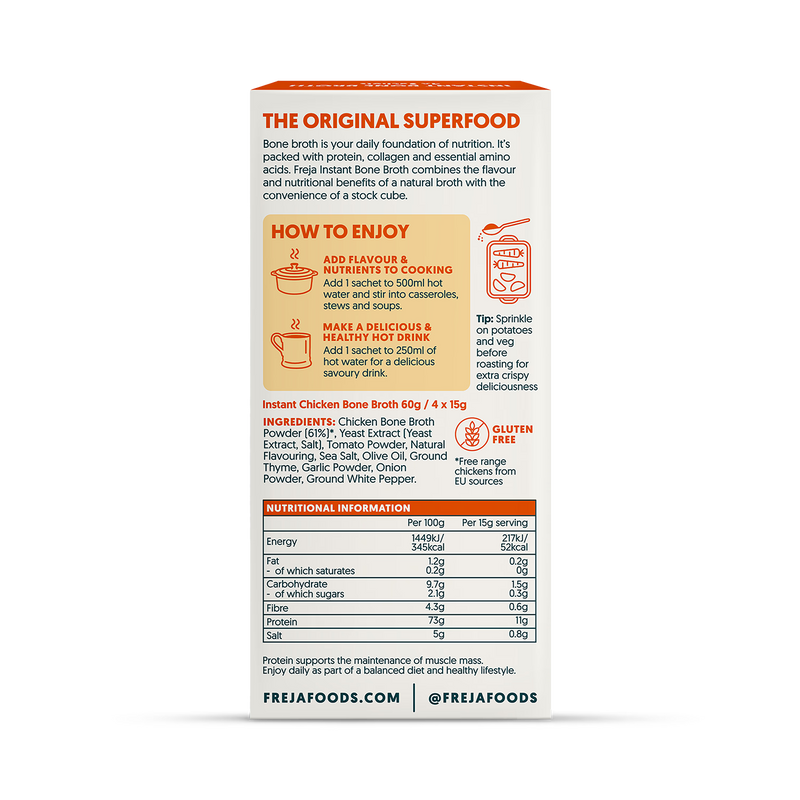 Freja instant bone broth classic chicken 4x15g, UK version