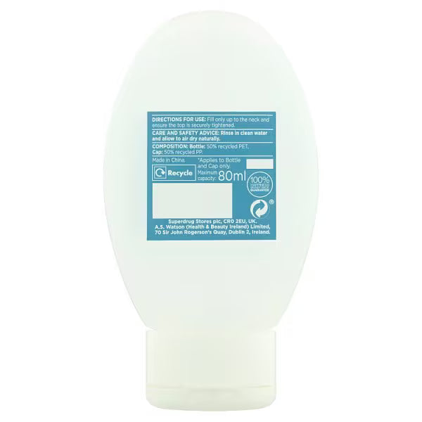 Superdrug Squeezy Travel Bottle 80ml Recycled Plastic (British brand)