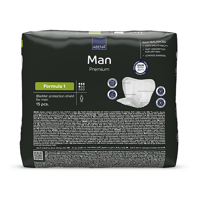 Abena Man Formula 1 Premium 450ml Absorbency 15 Incontinence Pads