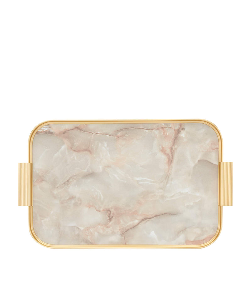 Kaymet anodised aluminium ribbed carry tray with white marble design, UK version